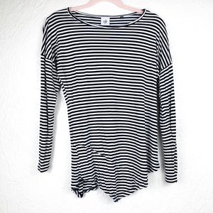 🌻 CAbi Navy White Striped Long Sleeve Top XS